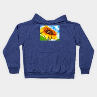 Summer Sunflower Blue Sky Bees Kids Hoodie